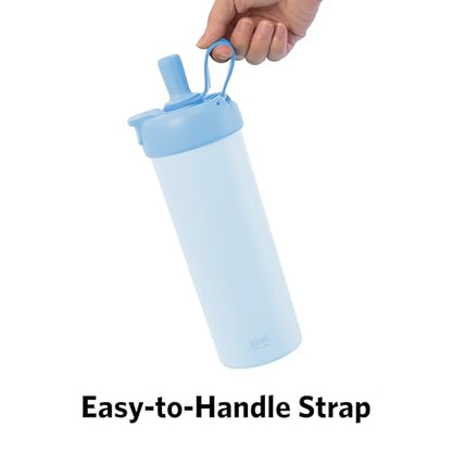 Glad Sip & Chug Insulated Water Bottle - Skinny Stainless Steel Tumbler with Straw and Chug Lid - Leak Resistant Double Walled Metal for Hot and Cold Drinks, 23oz, Blue - color: Blue