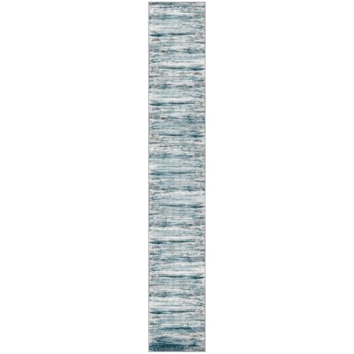 KOZYFLY Modern Abstract Hallway Runner Rug, 2.6x16 Washable Rug Runner Non-Slip Soft Striped Kitchen Runner Rugs, Print Blue Carpet Runner for Stair Entryway Bathroom Laundry Room Foyer - color: Blue, size: 2'8" x 16' (Runner)