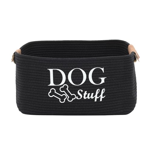 Morezi D og toy basket storage large bin pet puppy toy box in cotton rope perfect for organizing pet toys blankets leashes clothing doggie stuff - Black - color: Black