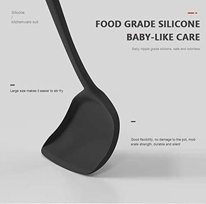 AOTHOD Silicone Cooking Utensils Set - 446°F Heat Resistant Kitchen Utensils,Turner Tongs,Spatula,Spoon,Brush,Whisk,Kitchen Utensil Gadgets Tools Set for Nonstick Cookware,Dishwasher Safe (BPA Free) - color: Black