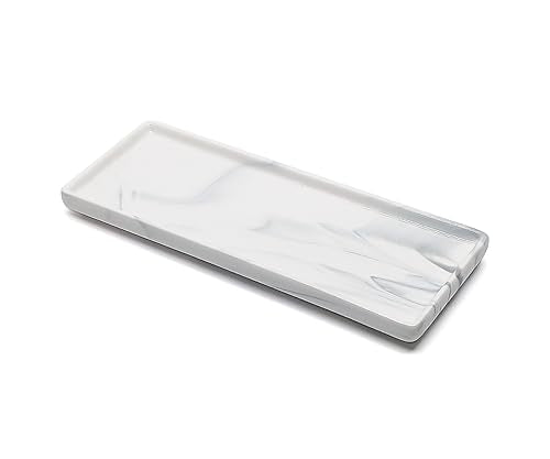 9.2" Porcelain Small Bathroom Narrow Tray - Gray | Ceramic Countertop and Mini Vanity Tray for Cosmetics, Perfume, Jewelry, Candle - Kitchen Soap Tray for Kitchen Counter - color: Gray, size: 9.2" x 3.6" x 0.6"