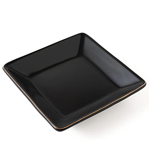 HANKOR Ceramic Jewelry Dish Tray, Decorative Trinket Tray Holder for Ring Earring Key, Gift for Women Girls, 4.7inch, Black - color: Black