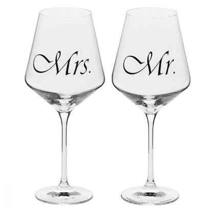 Krosno Mr & Mrs Wine Glasses, Set of 2, 18.6 oz, Avant-Garde Collection, Crystal Glass, Ideal Wedding Gift, Dishwasher Safe, Made in Europe - size: 18.6 oz