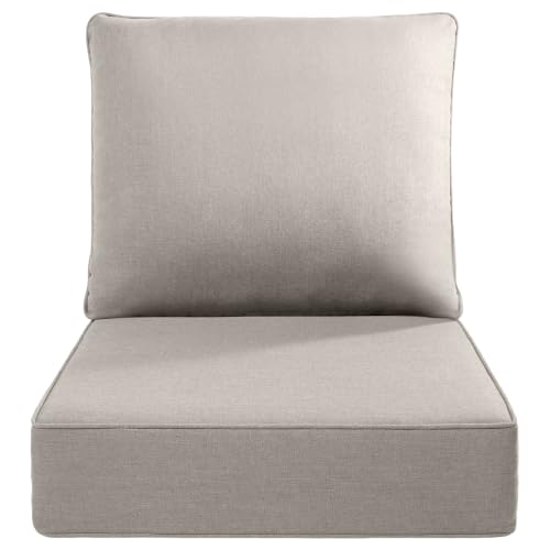 Luxury 22x24/22x25 6-Inch Outdoor Cushions - Water Resistant 1 Set Zippered Patio Chair Back&Seat Cushion for Wicker Dining Rocking Swivel Chairs Loveseat Couch Sectional Sofa - Beige - color: Beige/Classic, size: 22x24x6"(High Back)