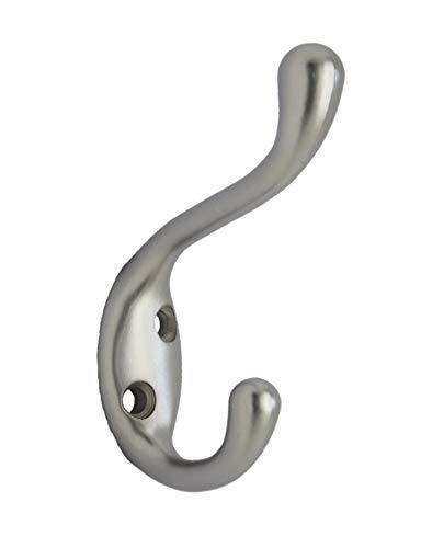 Premium Quality Heavy Duty Coat and Hat Hook Hanger, 3-3/8", Zinc Die Cast, Satin Nickel, 20 Pack, Made in Taiwan - size: 20 Pack (Satin Nickel)