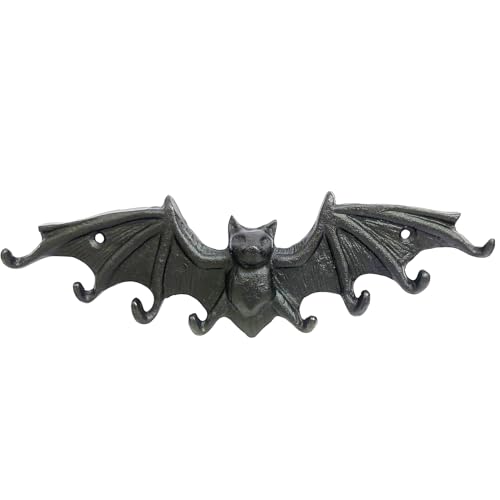 Coat Hooks Wall Mounted, Rustic Bat Key Hook Holder, Heavy Duty Decorative Black Wall Hooks for Mudroom, Towels, Hat Rack, Purse Hooks, Cast Iron Decorative ‎Antique Black Hooks - color: Bat 8