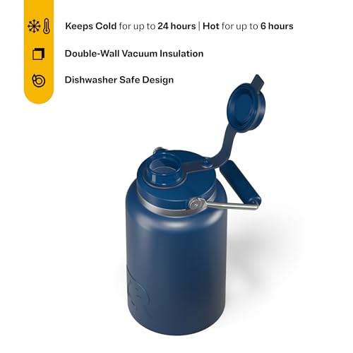 RTIC Half Gallon Outback Jug, Ceramic Lined, Navy | Stainless Steel, Insulated Water Bottle with Lid and Handle, Double Wall Vacuum Insulation - color: Navy