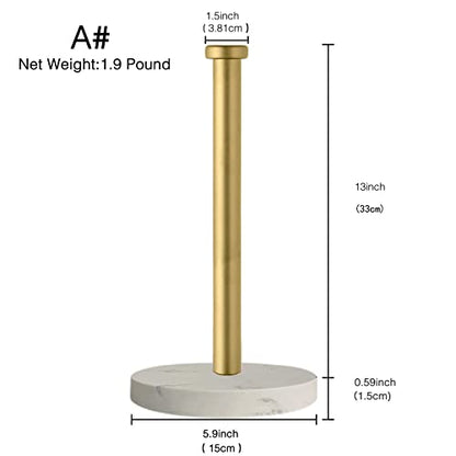 Paper Towel Holder Countertop, Standing Paper Towel Roll Holder for Kitchen Bathroom, with Weighted Marble Base for One-Handed Operation (Gold), Gold Paper Towel Holder, Marble - color: Gold-b