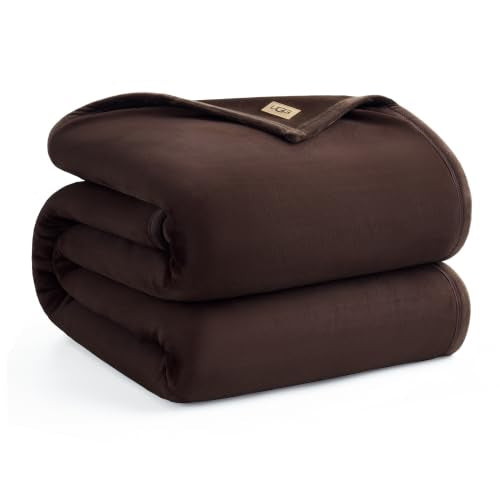 UGG Coco Queen Bed Blanket, Cozy Fleece Blanket, 90" x 92", Brown | Fits Full & Queen Beds, Oversized Throw, Made for Bed, Living Room Decor, Birthday Gift, Machine Washable, Oeko-Tex Certified - color: Brown, size: Queen