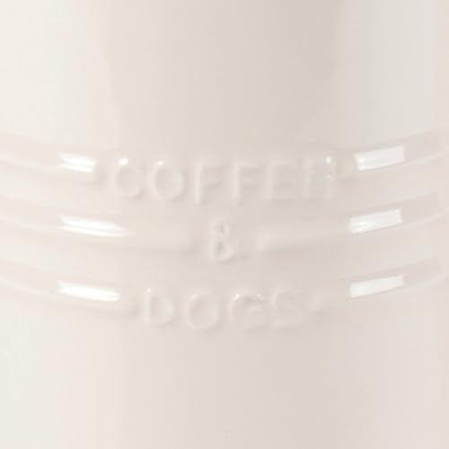 Fringe Studio Stoneware Memento Sculpted Tall Mug "COFFEE & DOGS" 3.35"DIA X 4.5"H, 14 FL.OZ, Ivory Color (436005) - color: Coffee & Dogs
