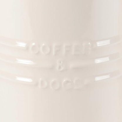 Fringe Studio Stoneware Memento Sculpted Tall Mug "COFFEE & DOGS" 3.35"DIA X 4.5"H, 14 FL.OZ, Ivory Color (436005) - color: Coffee & Dogs