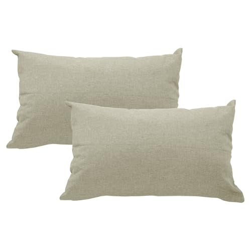 Linen Throw Pillow Covers Set of 2, Soft Neutral Textured Cushion Covers,Decorative Farmhouse Boho Pillowcases for Sofa Couch Living Room Bedroom Decor(Beige 12 * 20") - color: Beige, size: 20" x 12" (Pack of 2)