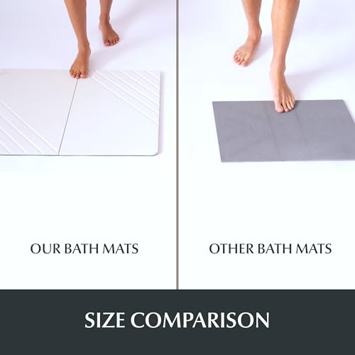 Water Stone Quick-Drying Bath Mat, Large Off-White (30.7”x23.6”), Eco-Friendly, Non-Slip, Super Absorbent Bathroom Rug, Fast Drying Floor Mat for Shower