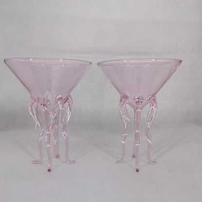 GAOGAO Octopus Cocktail Glass Creative Martini Drinkware Bar Goblet Snifters (250ML pink glass) - color: Pink (250ml), size: 8.5 Ounces