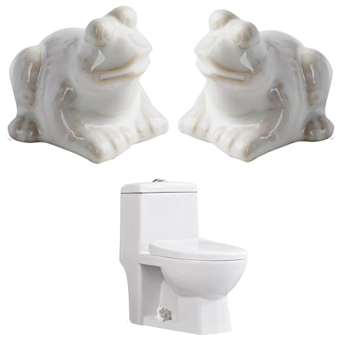 FKOG White Ceramic Frog Toilet Bolt Covers, 2-Pack Bathroom Accessory Decorative (White) - color: White