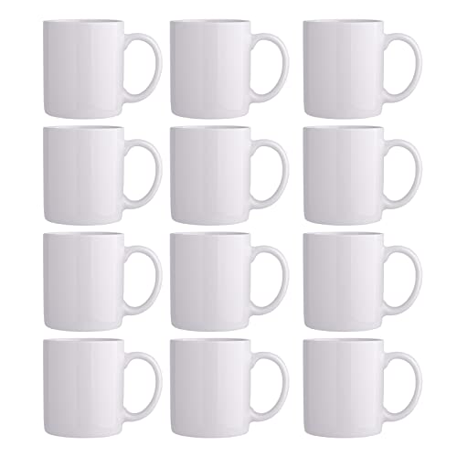 GBhome White Coffee Mugs Set of 12, 12 oz Ceramic Coffee Cups | Classic COffee Mugs for Home,Office&Restaurant,Tea/Espresso/Cappuccino. Dishwasher&Microwave Safe - color: Off White 1, size: 12 oz (12 Piece Set)