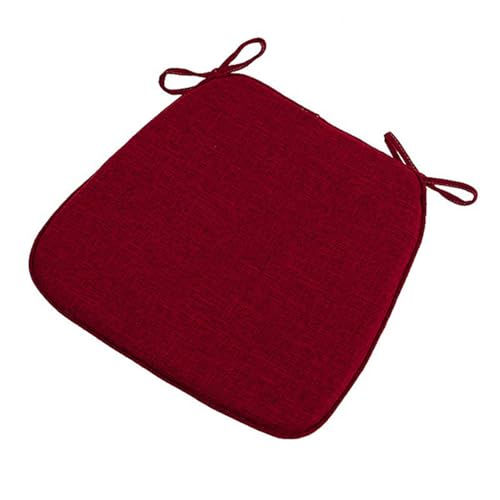 Chair Pads with Ties 18x17, Memory Foam Kitchen Chair Cushions with Ties 18 Inch, Non Slip Chair Pads for Dining Chairs Set of 2 4 6, Seat Cushions Covers Washable and Removable with Zipper - color: Wine Red, size: 1pcs