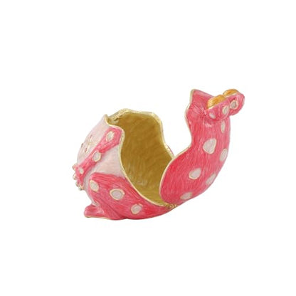 QIFU Hand Painted Pink Frog Style Enamel Jewelry Trinket Box Hinged, Unique Gift for Family - style: Frog