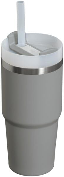 STANLEY Quencher H2.0 Flow State Tumbler, 14 oz, Stone | Straw and 3-Position Lid | Cup Holder Compatible for Travel | Insulated Stainless Steel Cup | BPA-Free - color: Stone, style: Classic