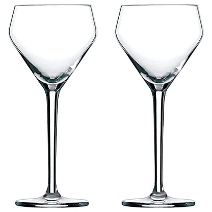 Amehla x The Educated Barfly Collection Coupe Glass Handblown Teardrop Nick and Nora Cocktail Glass - 6-ounce, Set of 2 Martini Glasses for Up Cocktails (Plain) - style: Minimalist