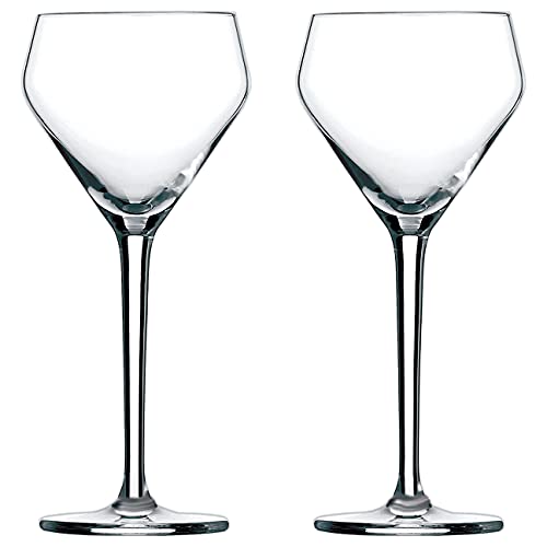 Amehla x The Educated Barfly Collection Coupe Glass Handblown Teardrop Nick and Nora Cocktail Glass - 6-ounce, Set of 2 Martini Glasses for Up Cocktails (Plain) - style: Minimalist