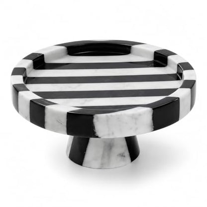 Black White Marble Vanity Tray, Round Stone Organizer | Round organic shape, black white marble pattern varies, for jewelry perfume, props not included - color: Black White Round