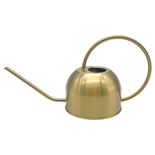 Hamiledyi 50 oz/1500 ml Stainless Steel Watering Can with Long Spout Metal Watering Can Indoor Outdoor Flower Watering Pot for Garden Orchid Bonsai Office Desk Plants (Golden) - color: Golden