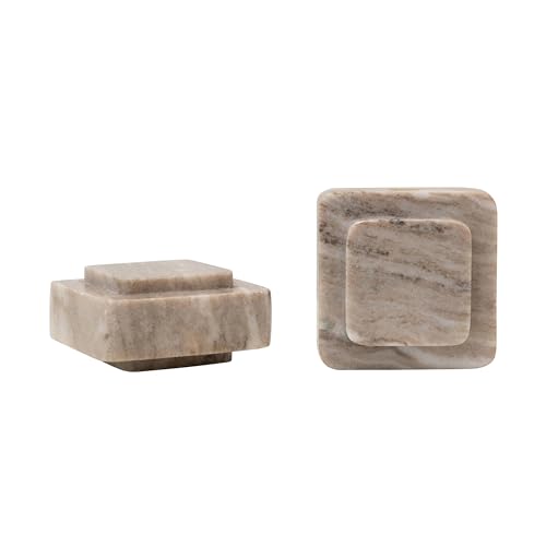 Bloomingville Heavy Duty Marble Bookends, Beige, Set of 2 - size: (Pack of 2)
