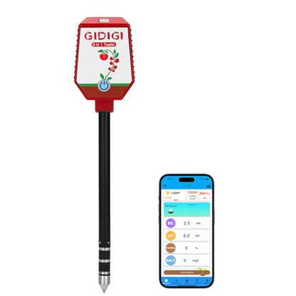 Soil Moisture Meter with App Control Digital Soil Test Kit for Plants pH Sunlight Intensity Fertility Low Price Soil pH Meter Thermometer Humidity Tester for Garden Lawn Farming