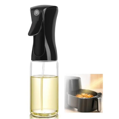 Oil Sprayer for Cooking, 240ml Glass Olive Oil Sprayer, Fine Mist Spray Bottle for Air Fryer, Nonstick Frying, Salad, BBQ, Refillable Kitchen Oil Dispenser PS889B (240ml Black Head)