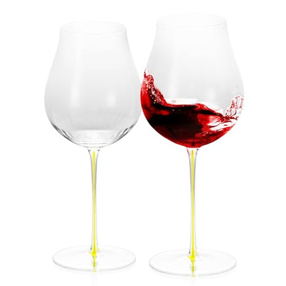 KAMMAK Crystal Red Wine Glasses Set of 2, 24.35 oz Stemmed Glasses, XY013 | Hand Blown, Bordeaux Wine Glasses, Thin Rim & Long Stem, Red & White, Daily Use, Wedding or Birthday Gift for Women - size: 8KPDSXY013