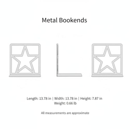 Versatile Metal Bookends for Home and Office, Geometric Frame Design Keeps Books Upright, Modern Desk Organizer, 13.8 x 7.9 Inches, Pair