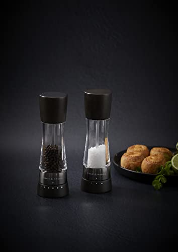 Cole & Mason H332293 Derwent Black Wood Salt and Pepper Mills, Gourmet Precision+, Adjustable Grind, Stained Beech/Acrylic, 190 mm, Gift Set, Includes 1 Salt and 1 Pepper Grinders - color: Black Wood
