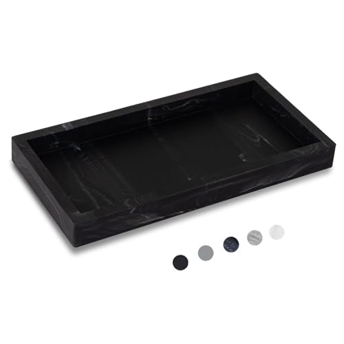 Silicone Bathroom Vanity Tray Dish Soap Holder Sink Organizer, Marble Black | Small, Thickened Silicone, Easy to Clean, Waterproof, Non-Slip, for Countertop, Kitchen, Bedroom, Dresser - color: Marble Black, size: 7.9" x 4.0"
