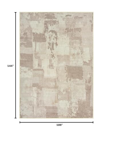 GLN Rugs Bohemian - Troy - Machine Washable Area Rug, Boho Washable, Non Slip, Low Pile Chenille Area Rug, Living Room, Bedroom, Kitchen Rug - Easy Clean (9' x 12' Abstract Tan) - color: Abstract Tan, size: 9' x 12' (Rectangular)