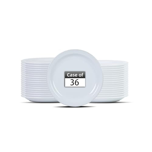 Stoneware Narrow Rim Commercial Grade Dinnerware, Bright White, Plate 6.5, Case of 36 - color: Bright White, size: Plate 6.5"