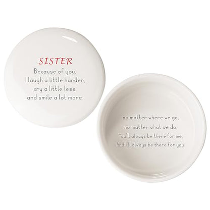 Sister Gifts Ceramic Jewelry Dish, Personalized Trinket Box, Birthday Gift for Sister, Sisters Birthday, for Sis Christmas, Sis Will Always Be There, Friendship Christmas Thanksgiving Gift for Sisters - color: SISTER