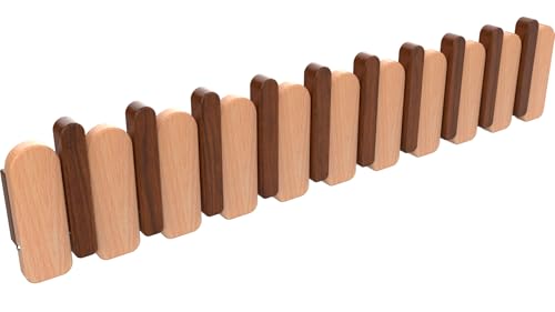 Wall Mounted Coat RackHooks Piano Key Hangers Natural Solid Wood Hanger Non-Woven Fabric Clothes Hangers for Closet, Kitchen, Bedroom, Bathroom, Entryway (Moon Walnut-Beech, 10 Hooks) - color: moon walnut-beech, size: 10 Hooks