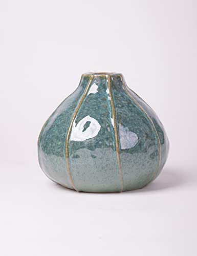 HAUCOZE Ceramic Flower Vase Decorative Sculpture Modern Home Decor 6.3 Inch | Ceramic Handmade Gift Table Centerpiece Ornament for Dining Room Office Cafe - size: Medium
