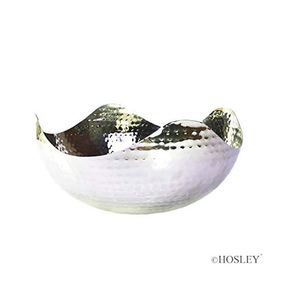 Hosley 10" Long Silver Finish Metal Bowl Modern Elegance for Serving and Decor Contemporary Accent for Stylish Homes Sophisticated - size: 10" Long x 1 count