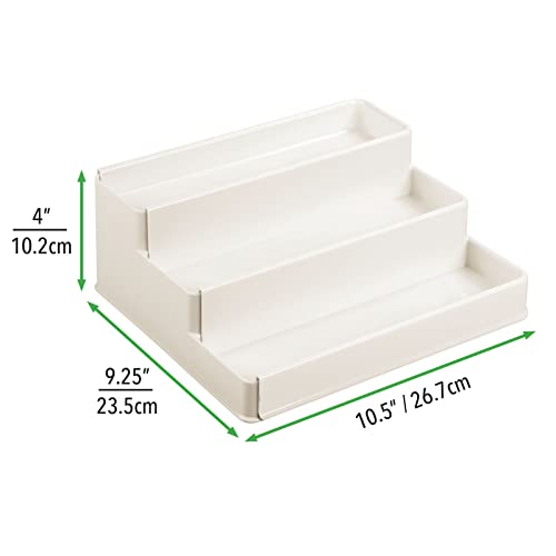 mDesign Plastic Expandable 3-Tier Shelf Rack Organizer - Storage for Bathroom Vanity, Cabinet, Cupboard, Drawer - Holds Medicine, Vitamins, Supplements, Cosmetics - Ligne Collection - Cream/Beige - color: Cream
