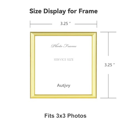 3x3 Picture Frame 2-Pack Gold Thin Metal HD Glass Wall/Table | Modern Simple Thin Aluminum Metal, Soft Velvet Backing, HD Real Glass, Photo Frame Tabletop and Wall Display - color: Gold-Bronze, size: 3x3