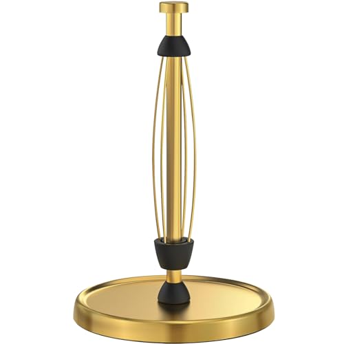 Paper Towel Holder Countertop, Gold Kitchen Accessories Decor, Stainless Steel, Weighted Base, Gold, Paper Towel Roll Holder Stand with Ratchet Mechanism for Kitchen Bathroom Farmhouse Essentials - color: Gold