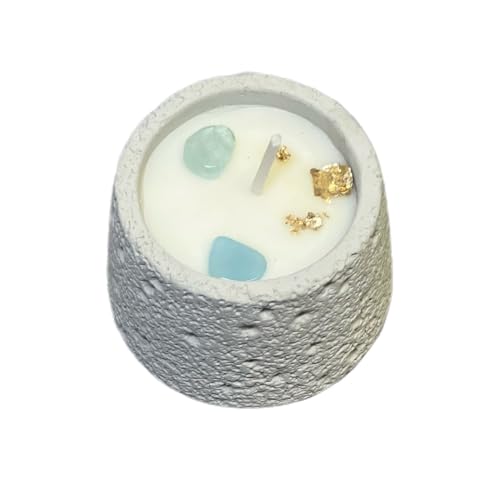 Scented Candle, Soy Candle, Non-Toxic Aroma Candles, White Musk Scented, Aquamarine Crystal, Best Smelling Candle, Gift for Women and Men (Net wt. 200g)
