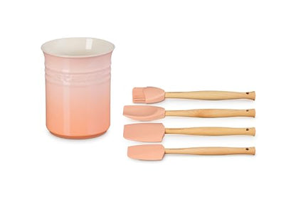 Le Creuset Stoneware & Silicone 5pc. Utensil Crock Set, Peche - color: Peche