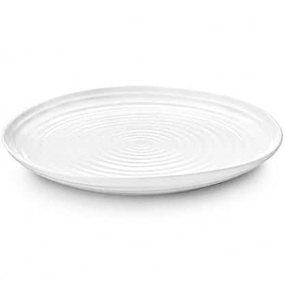 Portmeirion Sophie Conran Round Serving Platter - White | 12" Porcelain Serving Dish for Appetizers, Sandwiches, Desserts & Snacks, Oven, Microwave, Freezer & Dishwasher Safe