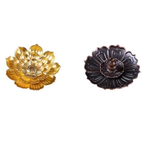 Incense Holder with Incense Stick Tray,Multi-Functional Incense Burner and Stick Holder Combo,Ash Holder (1, Golden,Dull Red) - color: Golden,dull Red