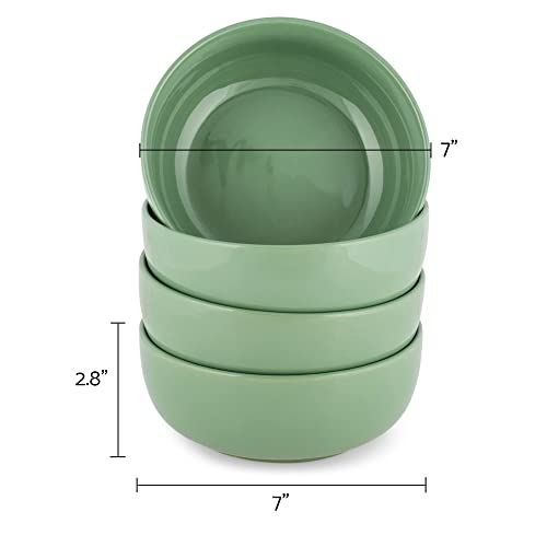Elanze Designs Bistro Glossy Ceramic 7 inch Dinnerware Bowls Set of 4 - Perfect for Everyday uses from Pasta to Salad, Cereal to Ice cream, Ramen to Pho, Sage Green - color: Sage Green, style: 7 inch Cereal Salad