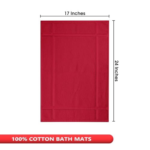 100% Cotton Bath Mat 24x17 Inches, 1350 GSM Thick Plush, Soft Absorbent, Oeko-Tex Certified, Durable Construction– Red - color: Red