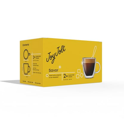 JoyJolt Savor Double Wall Insulated Glasses Espresso Mugs (Set of 2) - 5.4-Ounces - style: Espresso cups